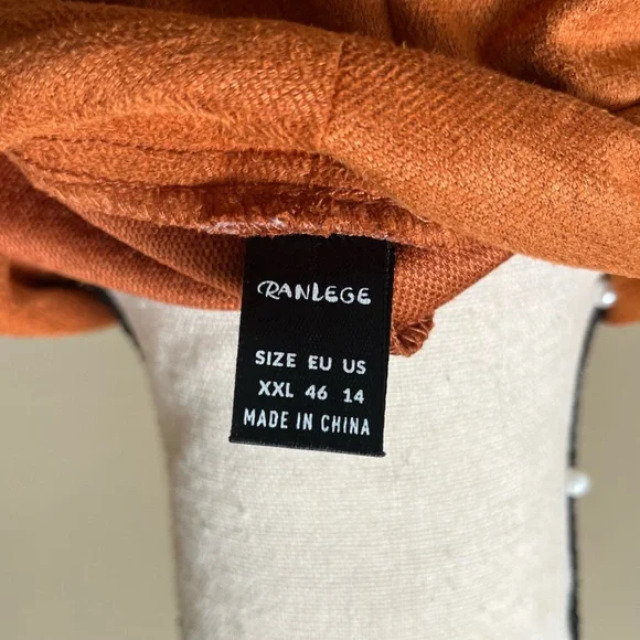 Orange Waterfall Cardigan Sweater Blazer with Suede Texture - Picture 4 of 5